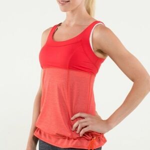 🍋EUC LULULEMON Tank Top Orange Red Color, Adjustable at the bottom